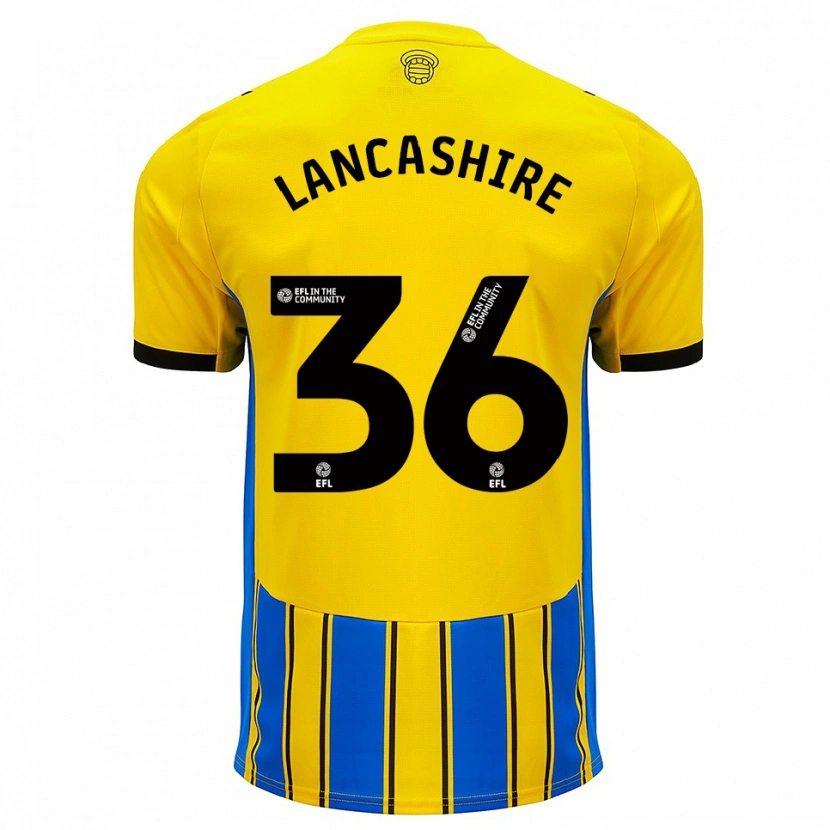 Danxen Bambino Maglia Olly Lancashire #36 Blu Giallo Kit Gara Away 2025/26 Maglietta