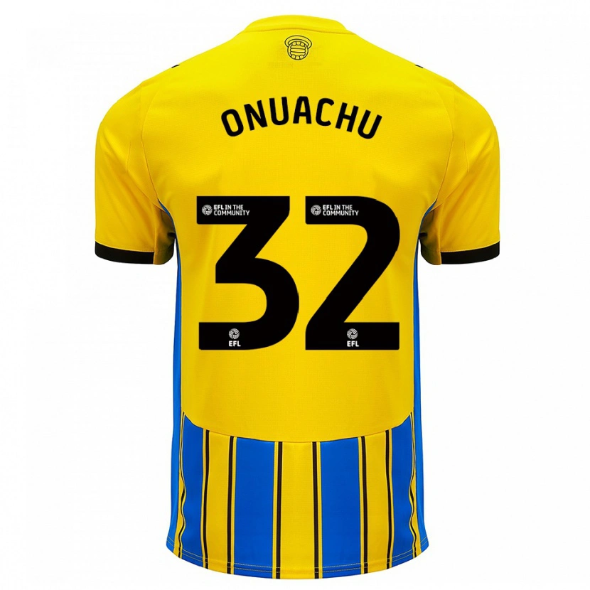 Danxen Bambino Maglia Paul Onuachu #32 Blu Giallo Kit Gara Away 2025/26 Maglietta