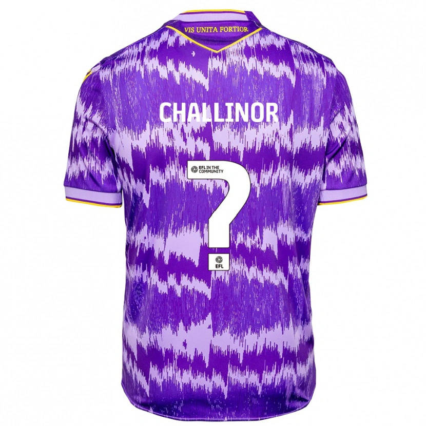 Danxen Bambino Maglia Oliver Challinor #0 Viola Giallo Kit Gara Away 2025/26 Maglietta