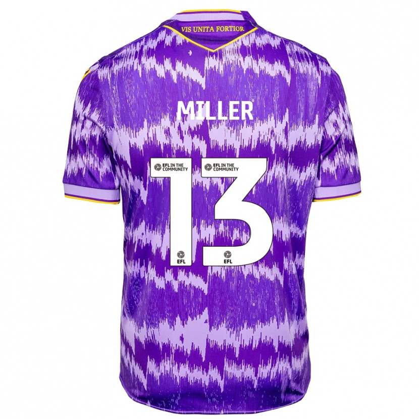 Danxen Bambino Maglia Tom Miller #13 Viola Giallo Kit Gara Away 2025/26 Maglietta