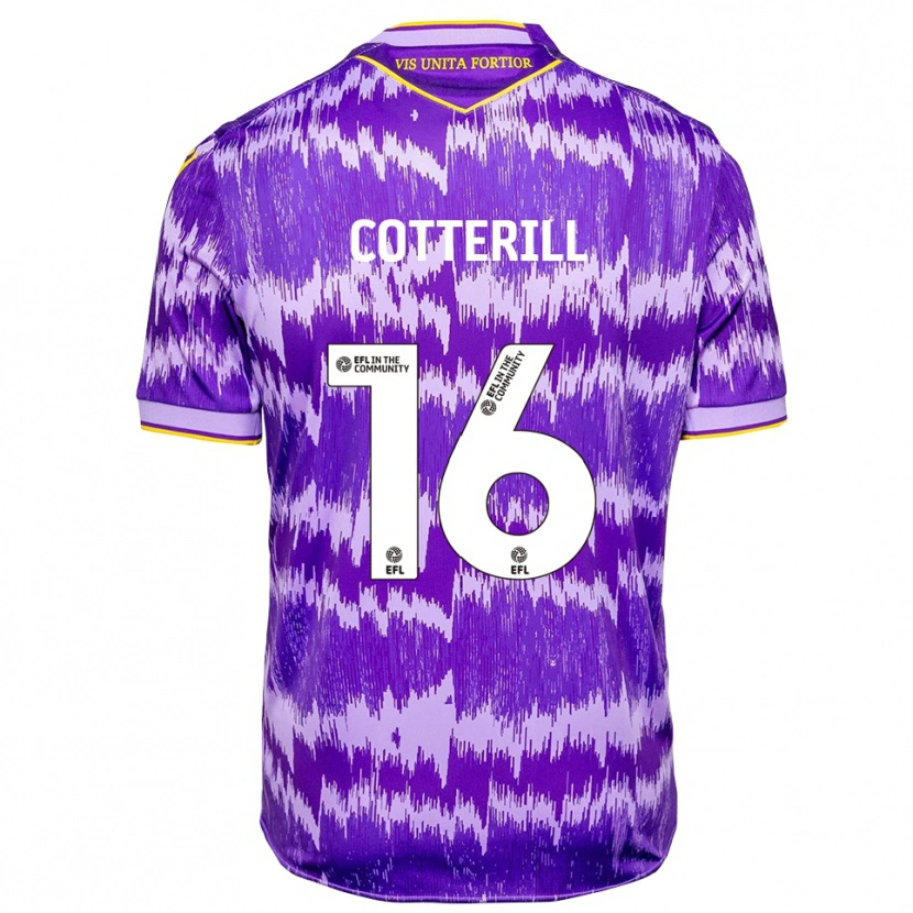 Danxen Bambino Maglia Alex Cotterill #16 Viola Giallo Kit Gara Away 2025/26 Maglietta