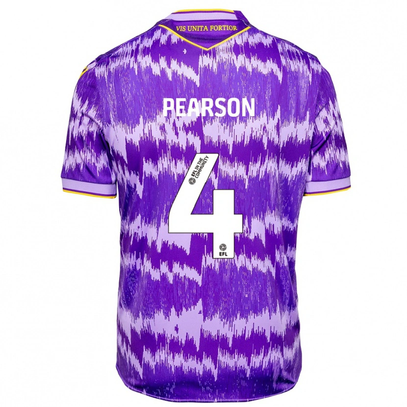 Danxen Bambino Maglia Ben Pearson #4 Viola Giallo Kit Gara Away 2025/26 Maglietta