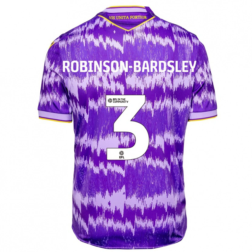 Danxen Bambino Maglia Rocco Robinson-Bardsley #3 Viola Giallo Kit Gara Away 2025/26 Maglietta