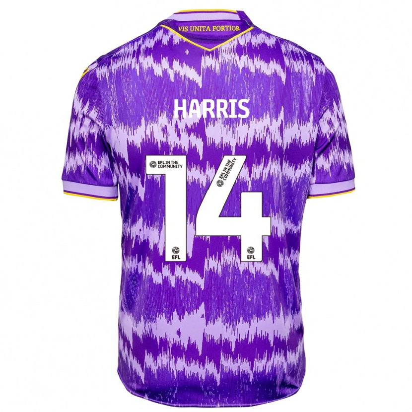 Danxen Bambino Maglia Oscar Harris #14 Viola Giallo Kit Gara Away 2025/26 Maglietta