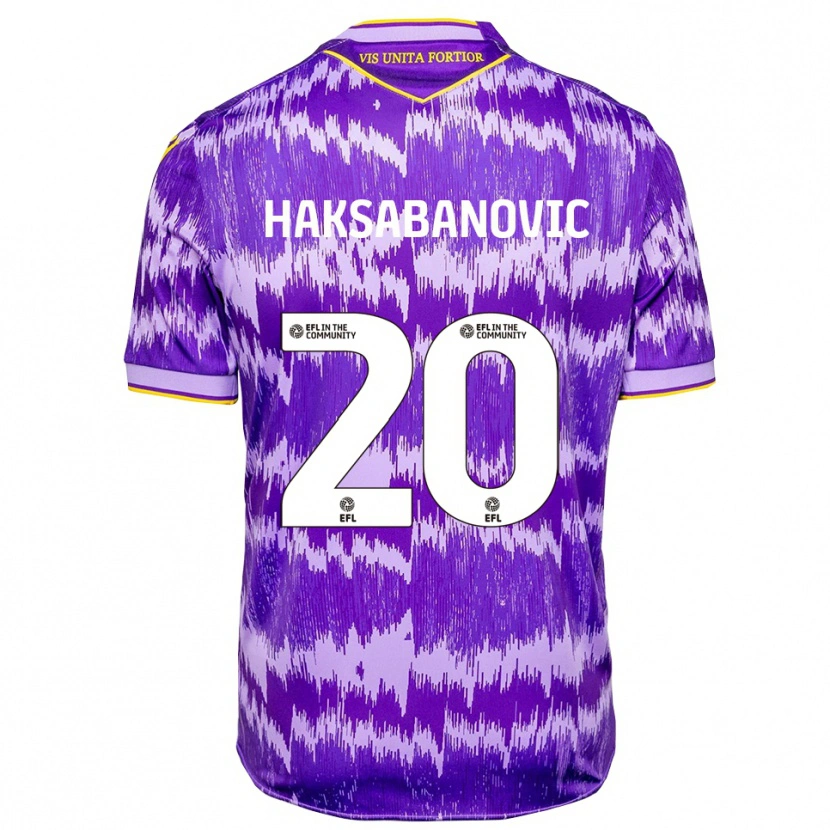 Danxen Bambino Maglia Sead Hakšabanović #20 Viola Giallo Kit Gara Away 2025/26 Maglietta