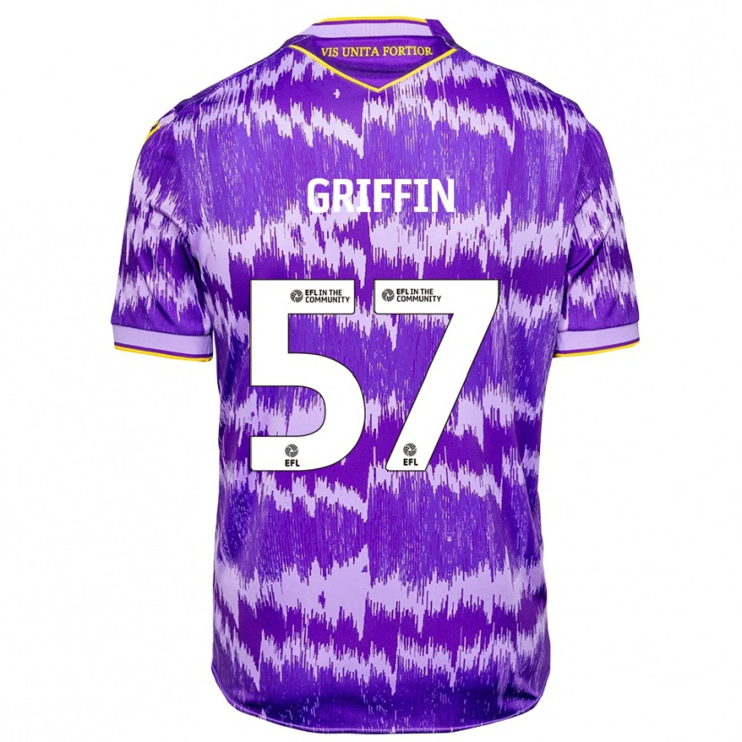 Danxen Bambino Maglia Jake Griffin #57 Viola Giallo Kit Gara Away 2025/26 Maglietta