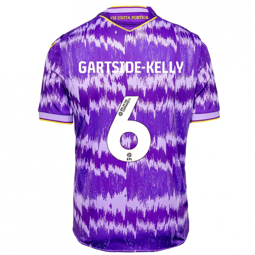 Danxen Bambino Maglia Gabriel Kelly #6 Viola Giallo Kit Gara Away 2025/26 Maglietta