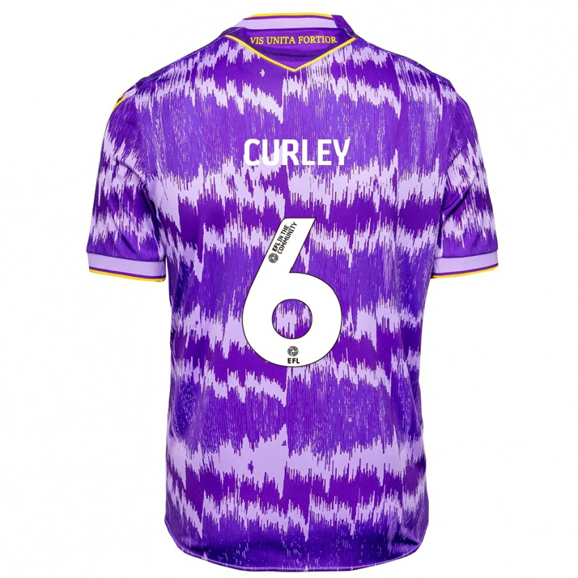 Danxen Bambino Maglia Ruben Curley #6 Viola Giallo Kit Gara Away 2025/26 Maglietta