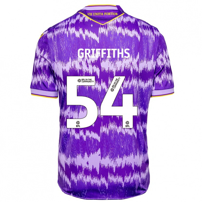 Danxen Bambino Maglia Jack Griffiths #54 Viola Giallo Kit Gara Away 2025/26 Maglietta