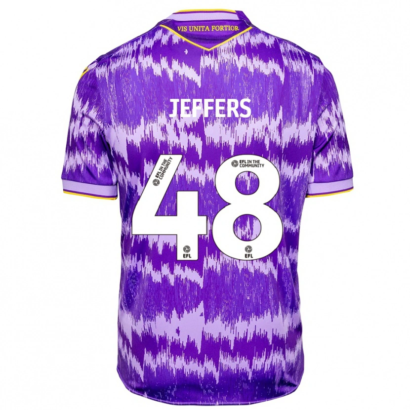 Danxen Bambino Maglia Keke Jeffers #48 Viola Giallo Kit Gara Away 2025/26 Maglietta