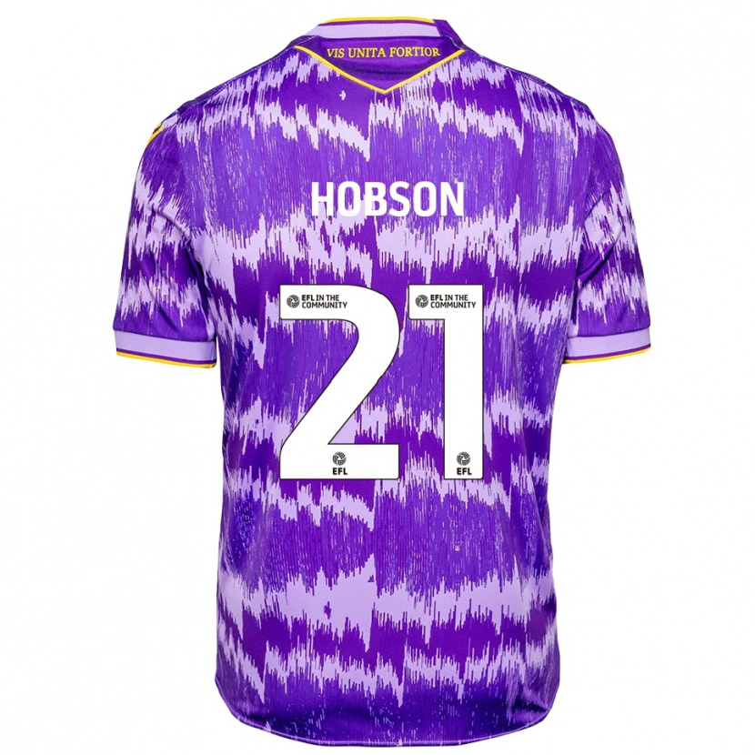 Danxen Bambino Maglia Elizabeth Hobson #21 Viola Giallo Kit Gara Away 2025/26 Maglietta