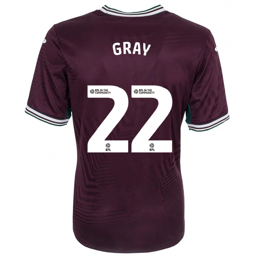 Danxen Bambino Maglia Harvey Gray #22 Rosso Ruggine Bianco Kit Gara Away 2025/26 Maglietta