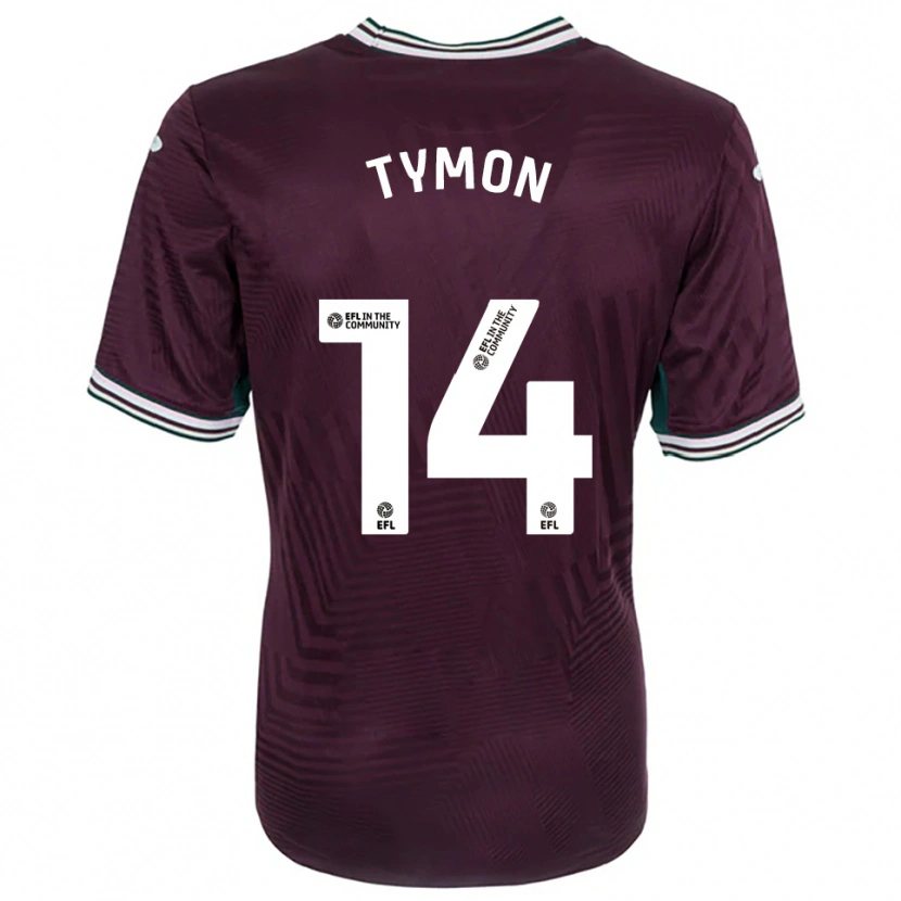Danxen Bambino Maglia Josh Tymon #14 Rosso Ruggine Bianco Kit Gara Away 2025/26 Maglietta