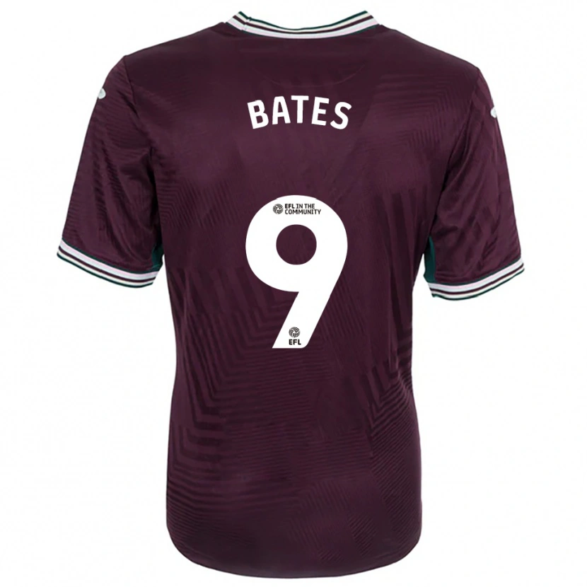 Danxen Bambino Maglia Morgan Bates #9 Rosso Ruggine Bianco Kit Gara Away 2025/26 Maglietta
