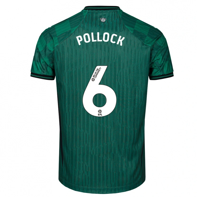 Danxen Bambino Maglia Mattie Pollock #6 Verde Nero Kit Gara Away 2025/26 Maglietta