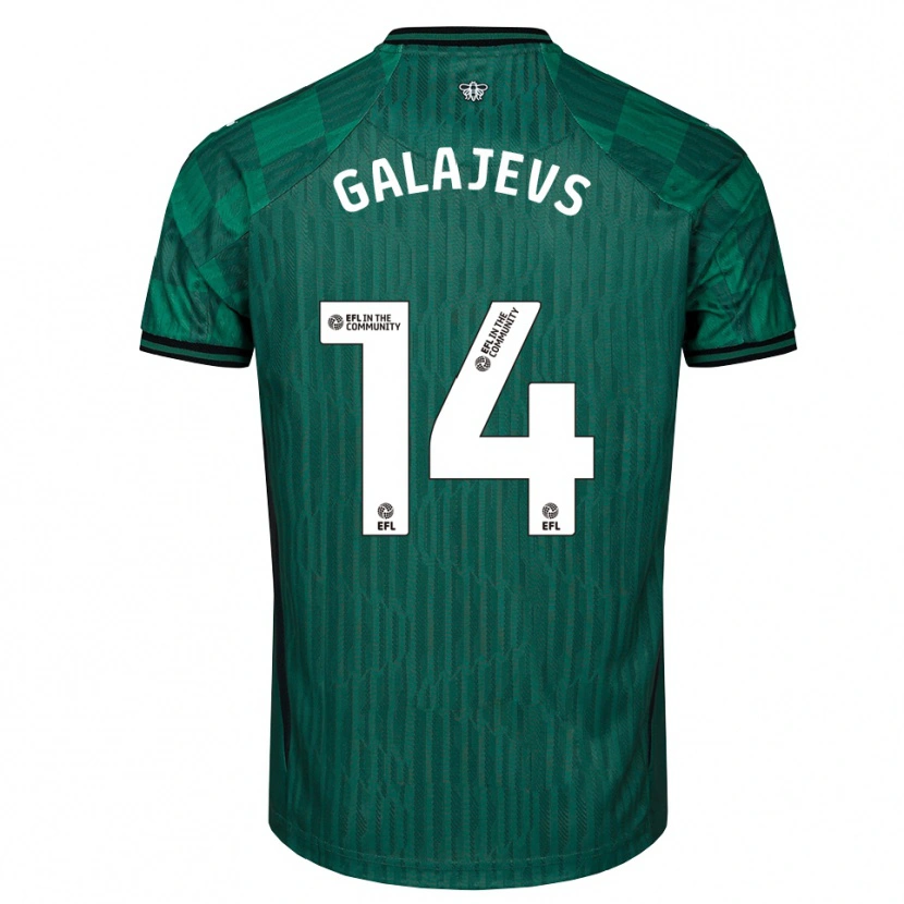 Danxen Bambino Maglia Marats Galajevs #14 Verde Nero Kit Gara Away 2025/26 Maglietta