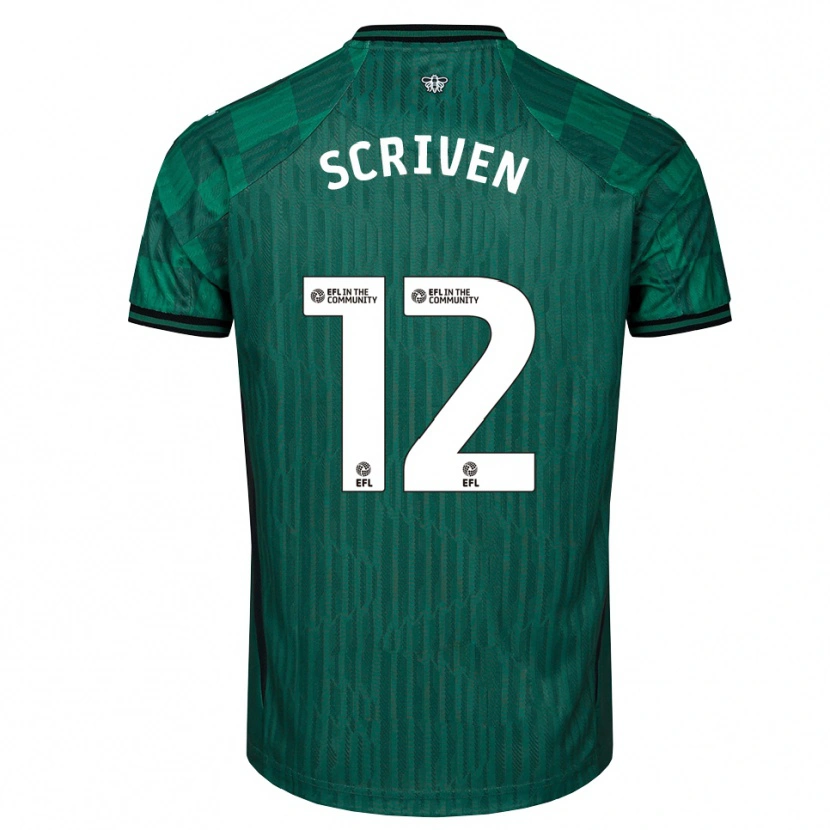 Danxen Bambino Maglia Jonny Scriven #12 Verde Nero Kit Gara Away 2025/26 Maglietta