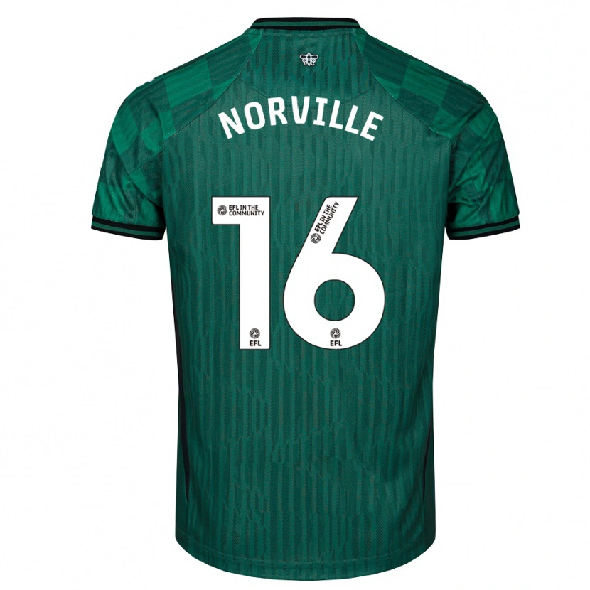 Danxen Bambino Maglia Jael Norville #16 Verde Nero Kit Gara Away 2025/26 Maglietta