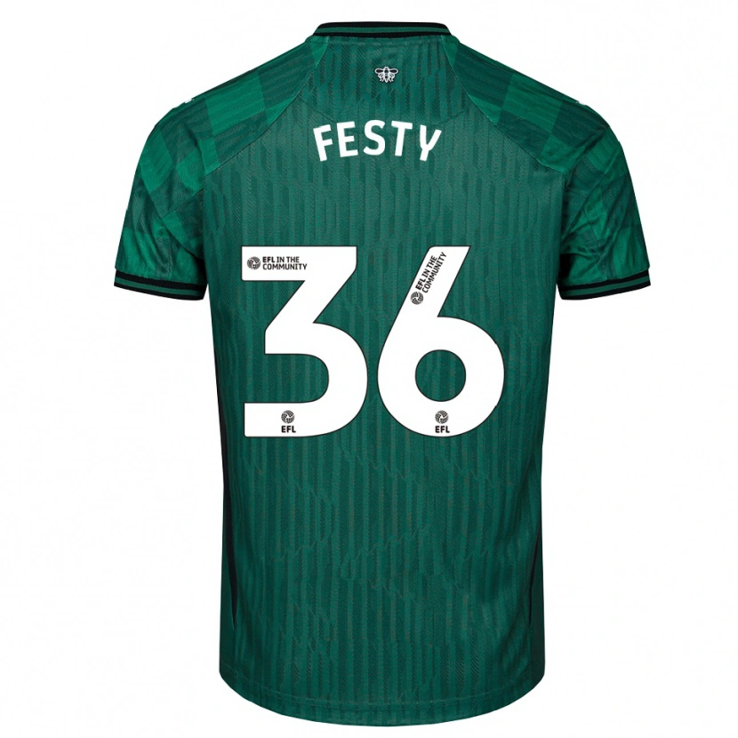 Danxen Bambino Maglia Festy Ebosele #36 Verde Nero Kit Gara Away 2025/26 Maglietta