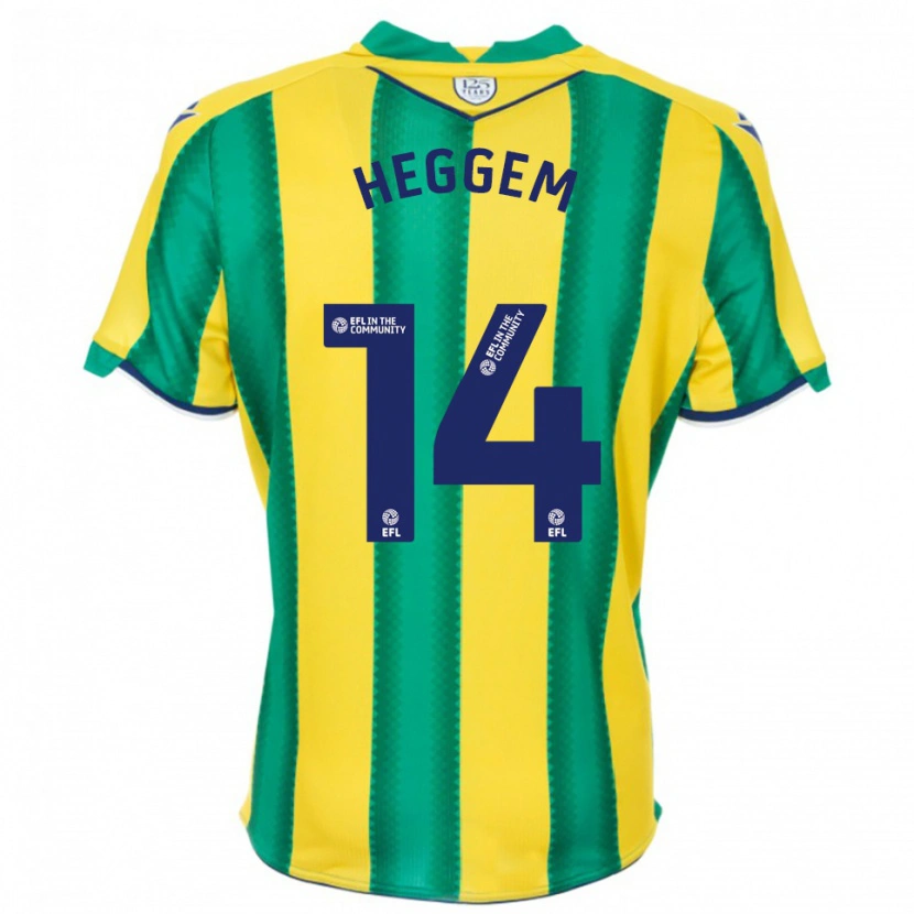 Danxen Bambino Maglia Torbjørn Heggem #14 Giallo Verde Kit Gara Away 2025/26 Maglietta
