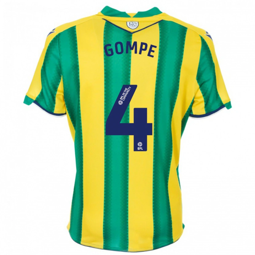 Danxen Bambino Maglia Shane Gompe #4 Giallo Verde Kit Gara Away 2025/26 Maglietta