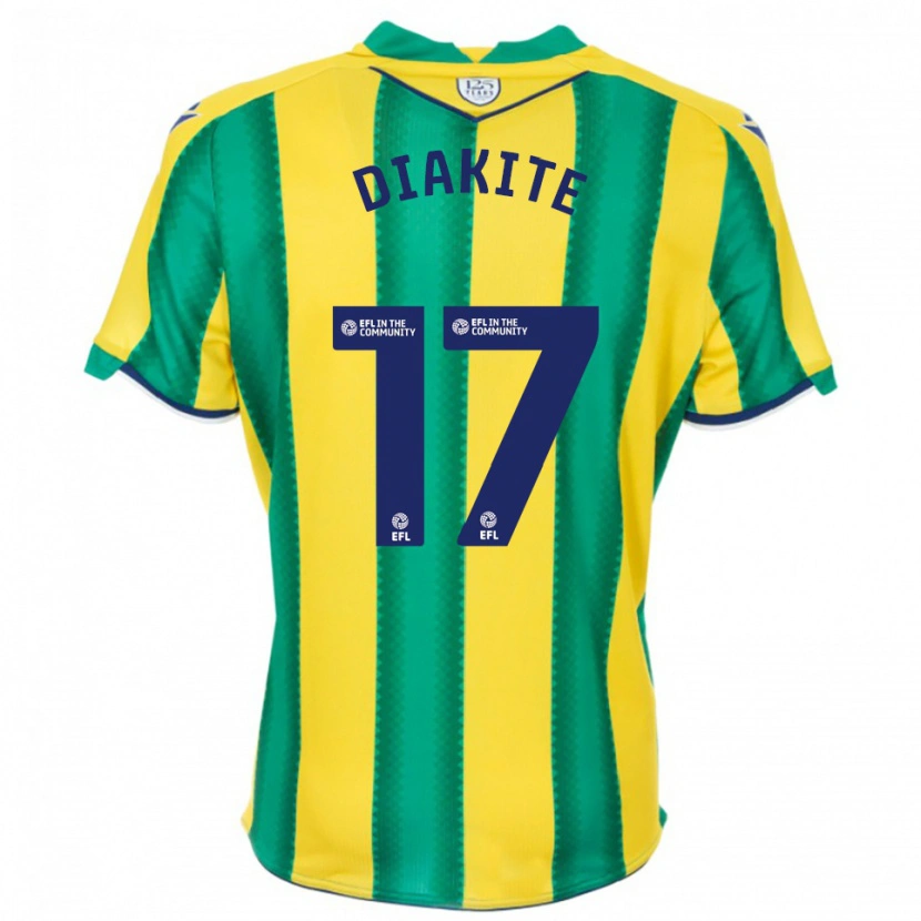 Danxen Bambino Maglia Ousmane Diakité #17 Giallo Verde Kit Gara Away 2025/26 Maglietta