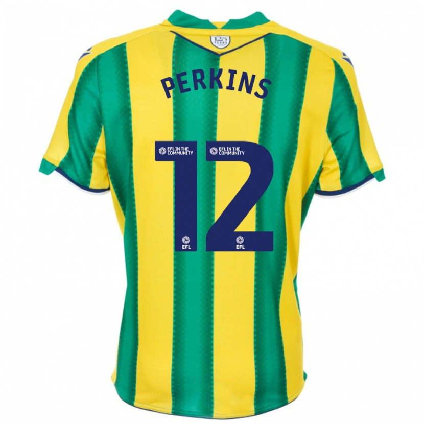 Danxen Bambino Maglia Antonio Perkins #12 Giallo Verde Kit Gara Away 2025/26 Maglietta