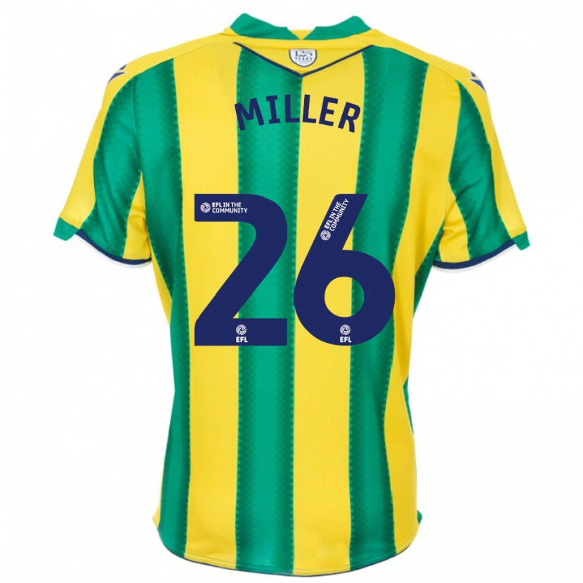 Danxen Bambino Maglia Nna Miller #26 Giallo Verde Kit Gara Away 2025/26 Maglietta