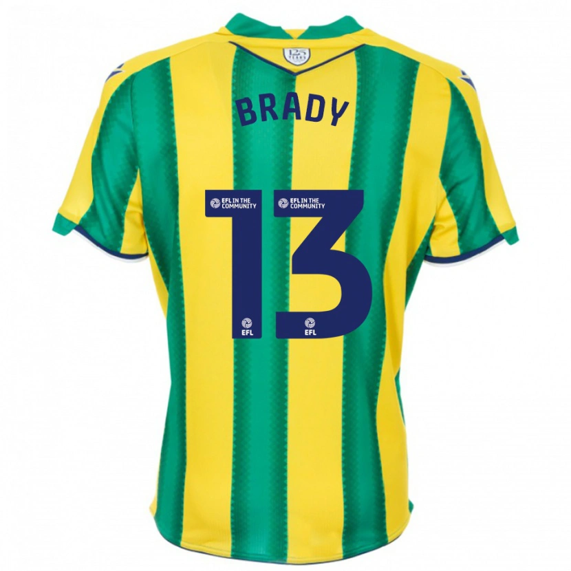 Danxen Bambino Maglia Louis Brady #13 Giallo Verde Kit Gara Away 2025/26 Maglietta