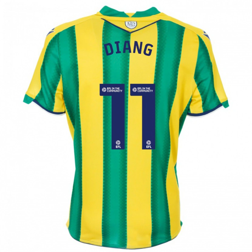 Danxen Bambino Maglia Grady Diangana #11 Giallo Verde Kit Gara Away 2025/26 Maglietta