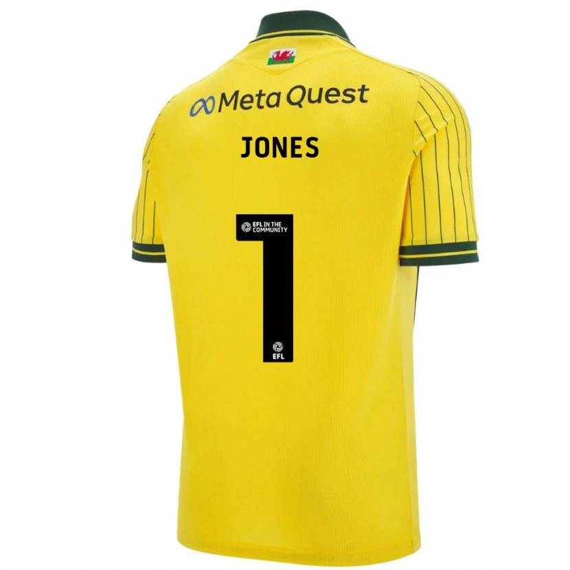 Danxen Bambino Maglia Elliott Jones #1 Giallo Verde Kit Gara Away 2025/26 Maglietta