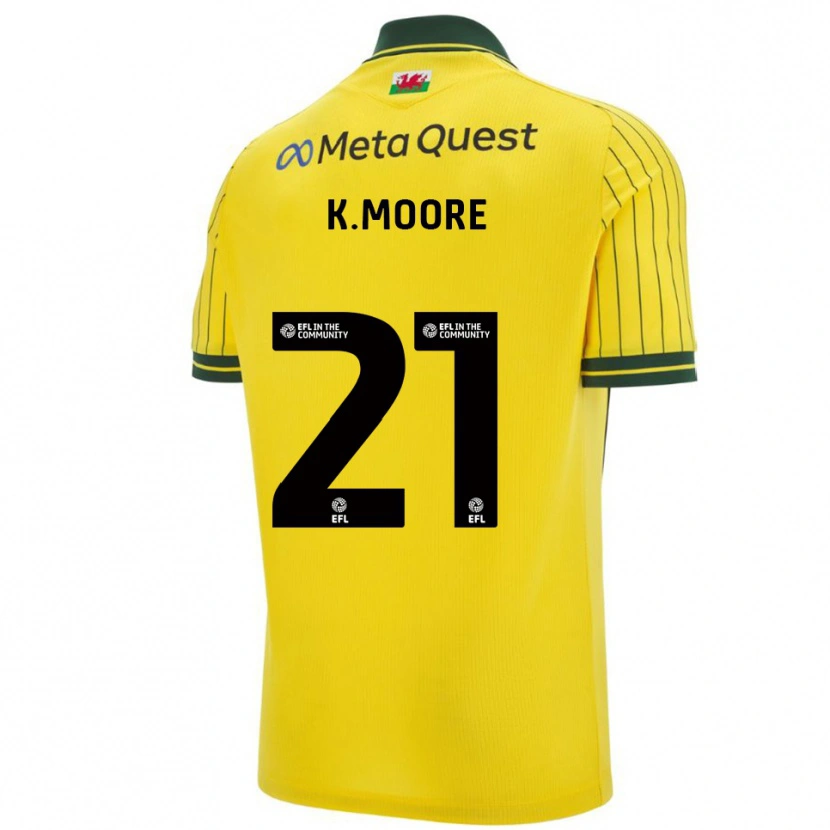 Danxen Bambino Maglia Kieffer Moore #21 Giallo Verde Kit Gara Away 2025/26 Maglietta