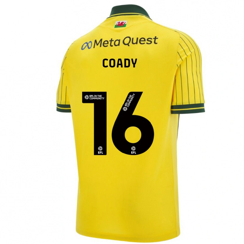 Danxen Bambino Maglia Conor Coady #16 Giallo Verde Kit Gara Away 2025/26 Maglietta