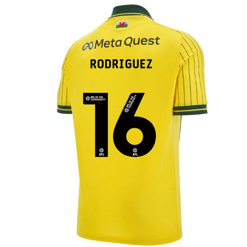 Danxen Bambino Maglia Jay Rodríguez #16 Giallo Verde Kit Gara Away 2025/26 Maglietta