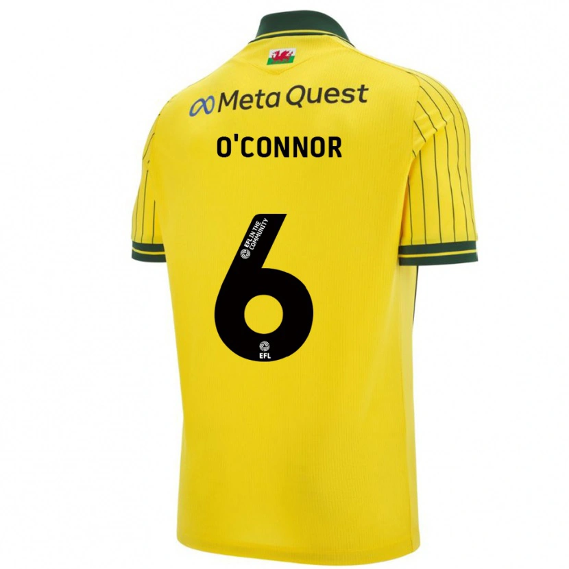 Danxen Bambino Maglia Thomas O'connor #6 Giallo Verde Kit Gara Away 2025/26 Maglietta