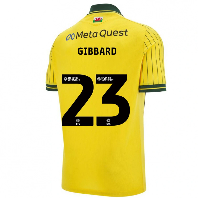 Danxen Bambino Maglia Mari Gibbard #23 Giallo Verde Kit Gara Away 2025/26 Maglietta