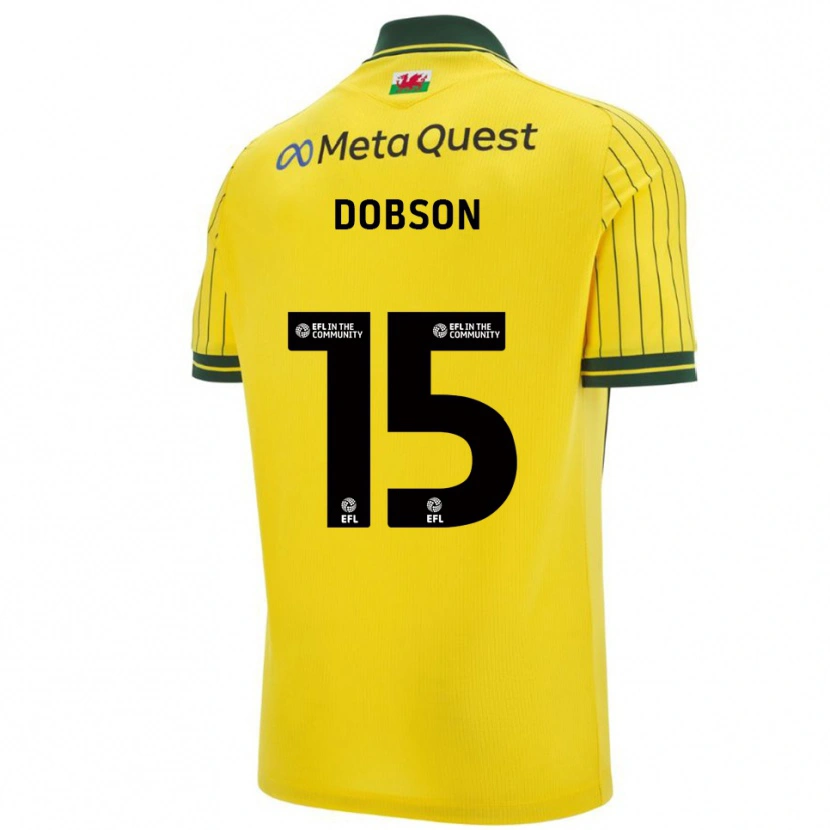 Danxen Bambino Maglia George Dobson #15 Giallo Verde Kit Gara Away 2025/26 Maglietta
