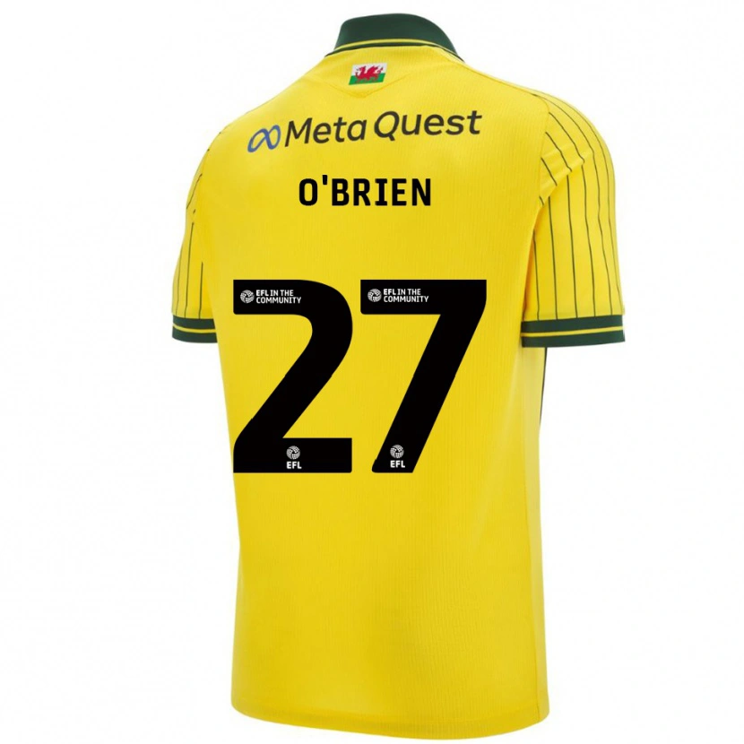 Danxen Bambino Maglia Lewis O'brien #27 Giallo Verde Kit Gara Away 2025/26 Maglietta