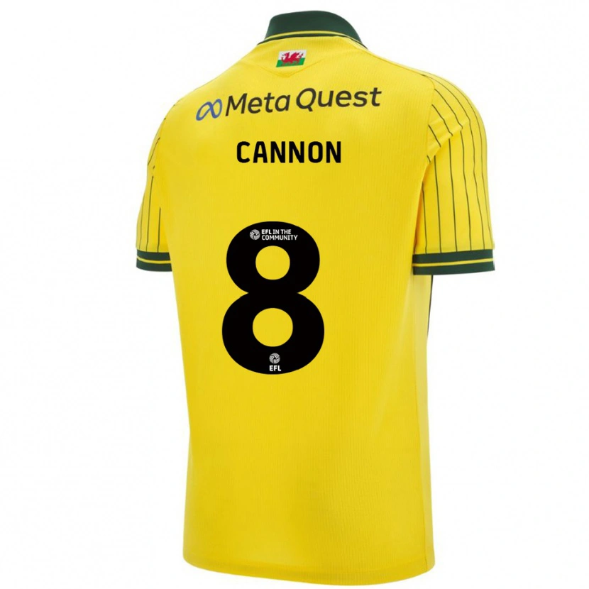 Danxen Bambino Maglia Andy Cannon #8 Giallo Verde Kit Gara Away 2025/26 Maglietta