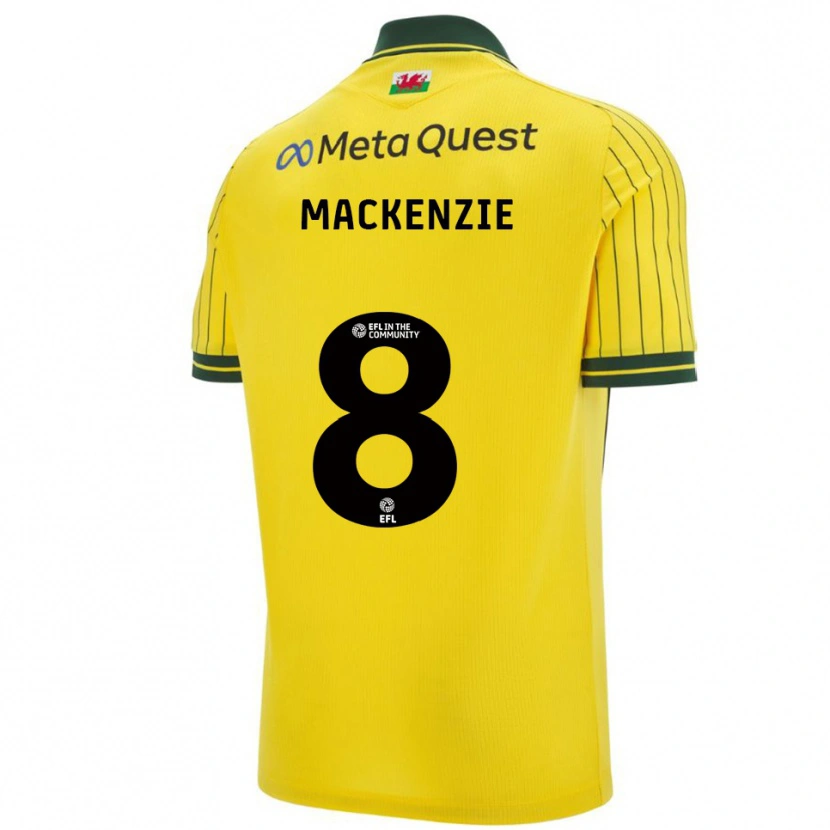 Danxen Bambino Maglia Libby Mackenzie #8 Giallo Verde Kit Gara Away 2025/26 Maglietta