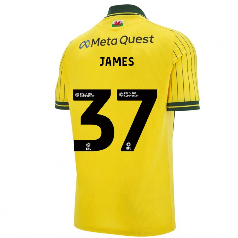 Danxen Bambino Maglia Matty James #37 Giallo Verde Kit Gara Away 2025/26 Maglietta