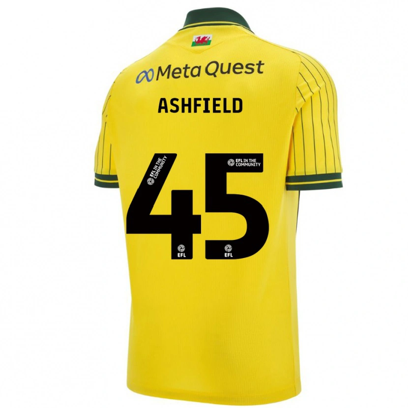 Danxen Bambino Maglia Harry Ashfield #45 Giallo Verde Kit Gara Away 2025/26 Maglietta