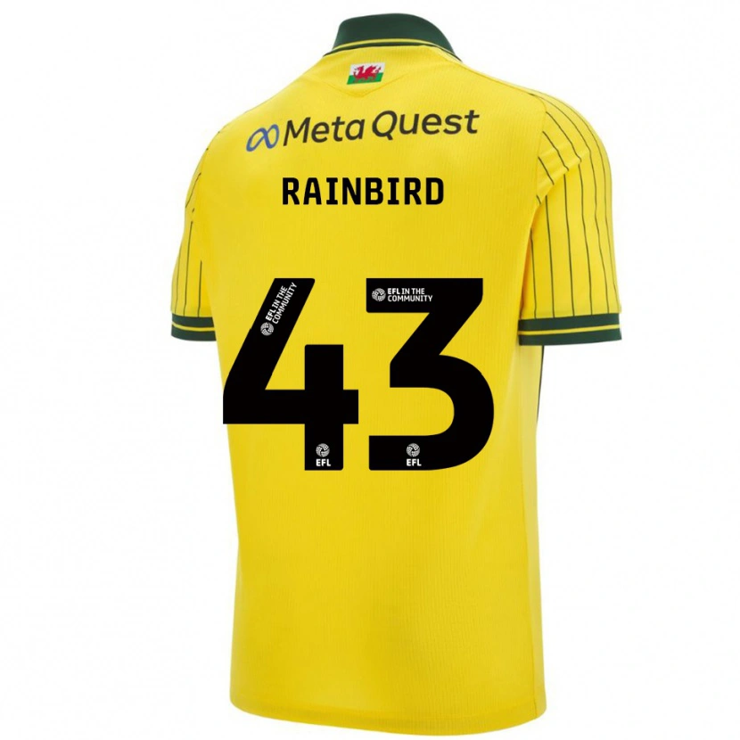 Danxen Bambino Maglia James Rainbird #43 Giallo Verde Kit Gara Away 2025/26 Maglietta