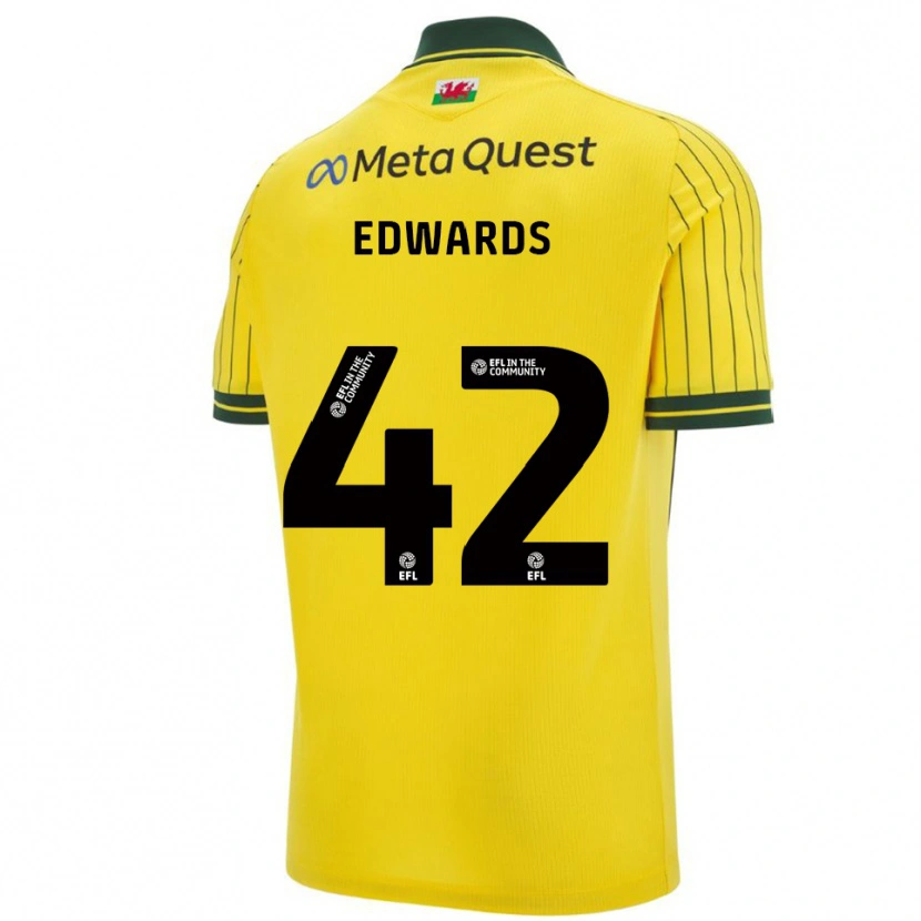 Danxen Bambino Maglia Callum Edwards #42 Giallo Verde Kit Gara Away 2025/26 Maglietta