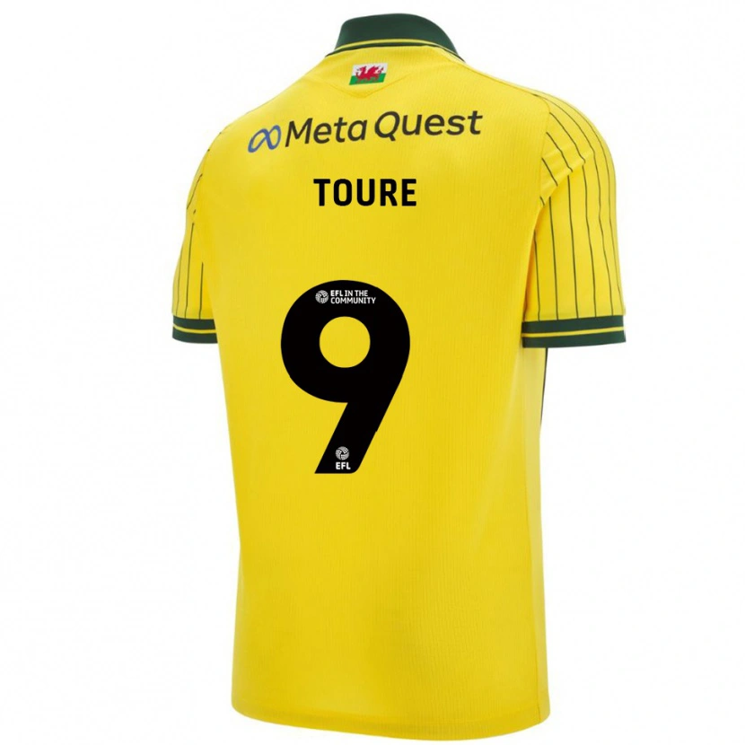 Danxen Bambino Maglia Yassine Touré #9 Giallo Verde Kit Gara Away 2025/26 Maglietta