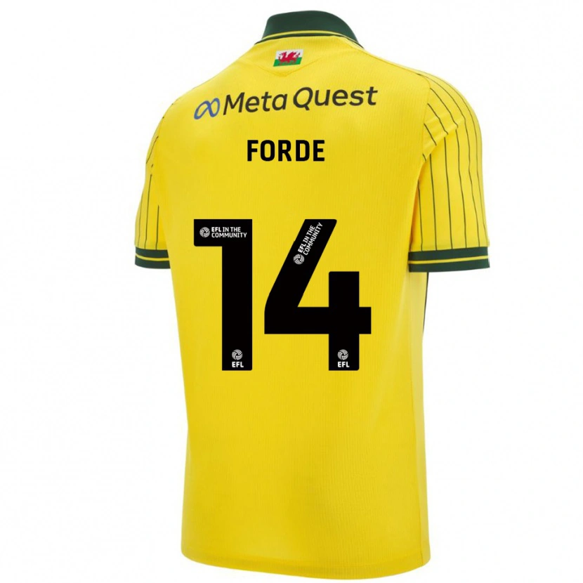 Danxen Bambino Maglia Anthony Forde #14 Giallo Verde Kit Gara Away 2025/26 Maglietta
