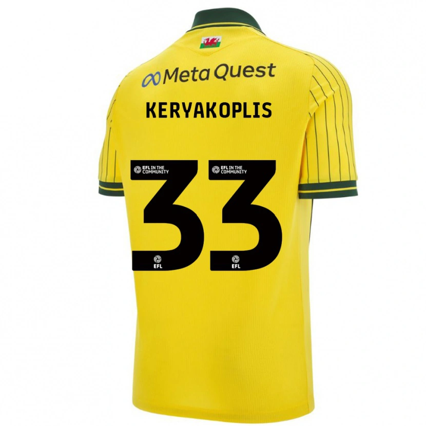 Danxen Bambino Maglia Hannah Keryakoplis #33 Giallo Verde Kit Gara Away 2025/26 Maglietta