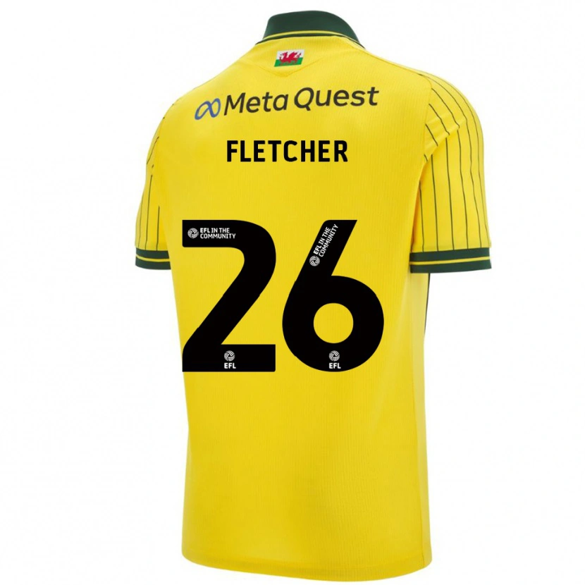 Danxen Bambino Maglia Steven Fletcher #26 Giallo Verde Kit Gara Away 2025/26 Maglietta