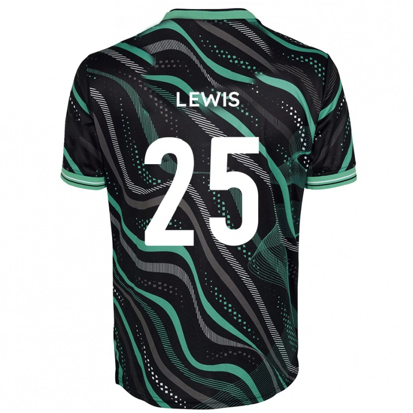 Danxen Bambino Maglia Harry Lewis #25 Nero Verde Kit Gara Away 2025/26 Maglietta
