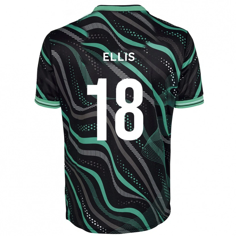 Danxen Bambino Maglia Jack Ellis #18 Nero Verde Kit Gara Away 2025/26 Maglietta